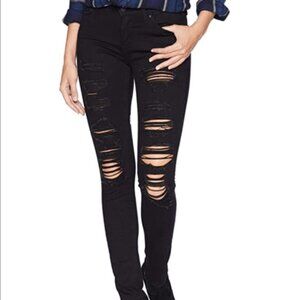 Levi's Distressed 711 Skinny Jeans Mid Rise Black Size 29